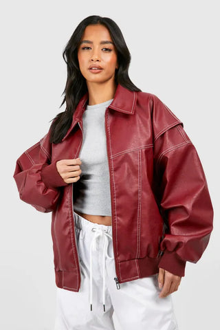Red Lyva Leather Jacket