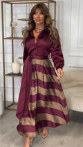 Elegance Striped Lace Dress - BELLAFISTA