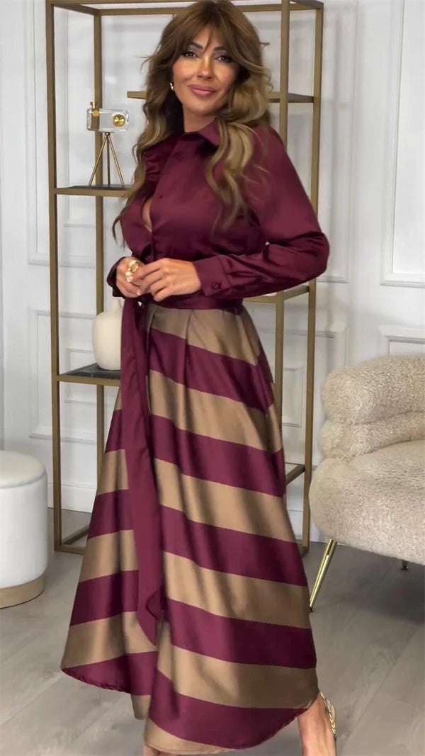 Elegance Striped Lace Dress - BELLAFISTA