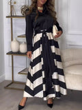 Elegance Striped Lace Dress - BELLAFISTA