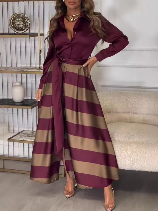 Elegance Striped Lace Dress - BELLAFISTA